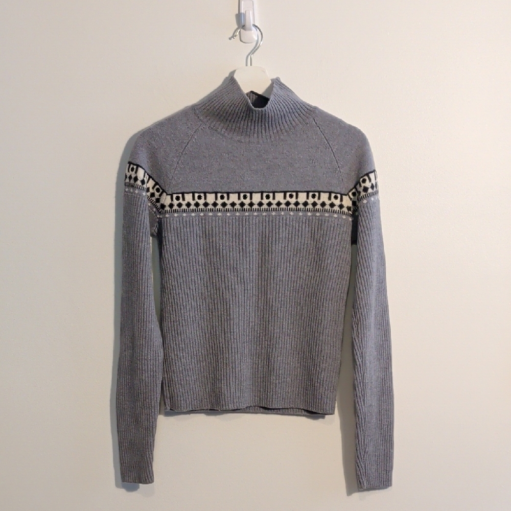 TOMAS MAIER gray ribbed knit mock neck sweater - size m/8